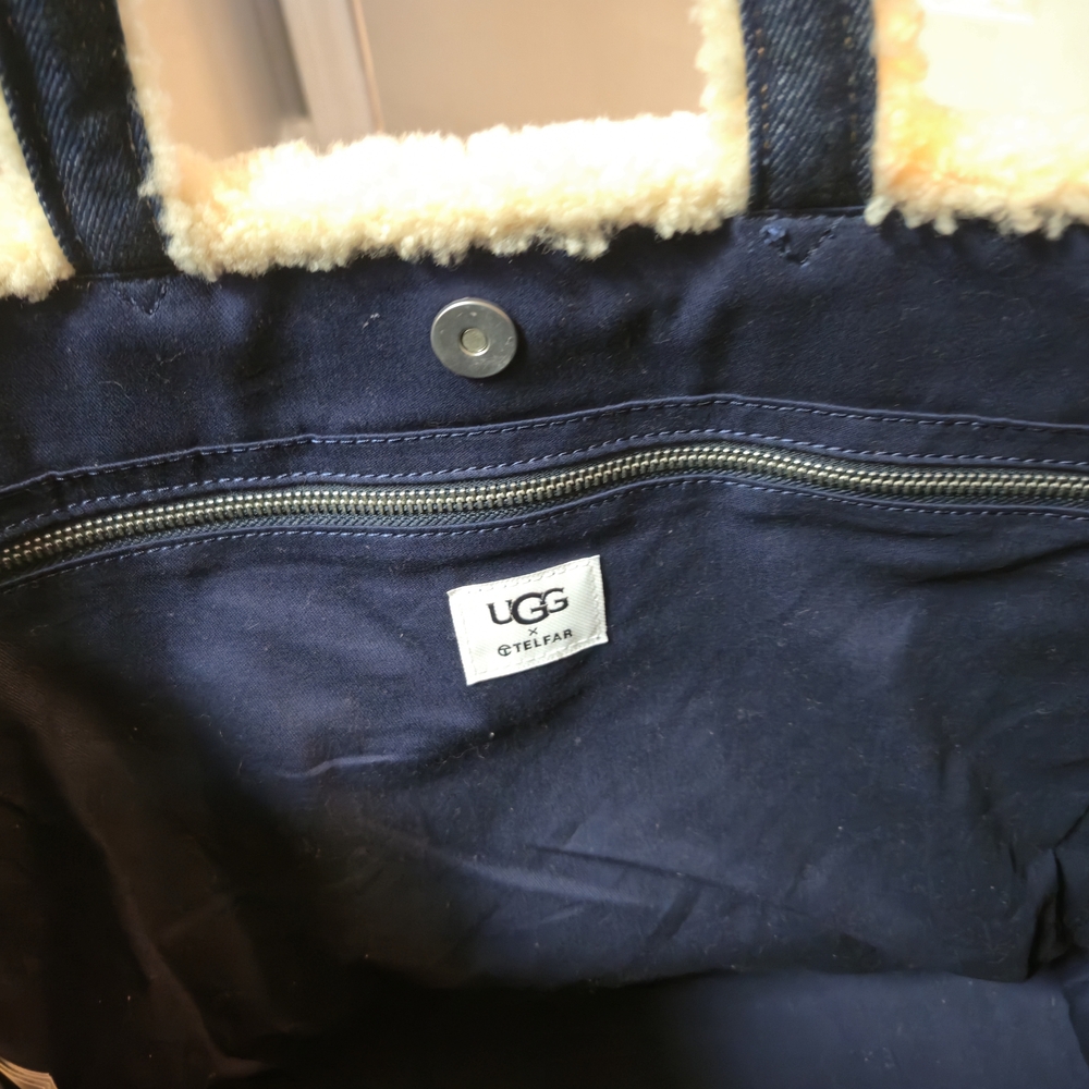 UGG x Telfar Large Denim Shearling Logo Bag Limited Edition - Picture 3 of 16